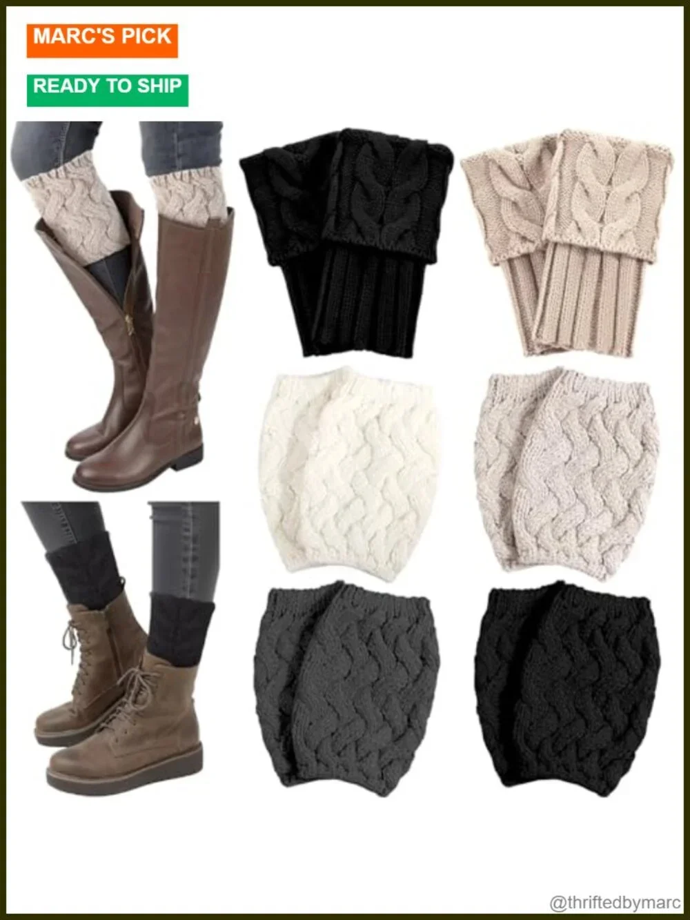 6 Pairs Knitted Boot Cuffs Leg Warmers for Rain Boots Wet Season